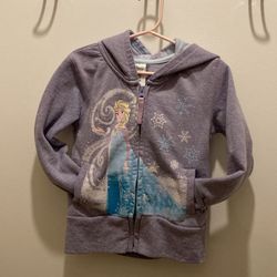 Disney Frozen Elsa Zip Up Hooded Hoodie Sweatshirt Jacket Lavender Size 4