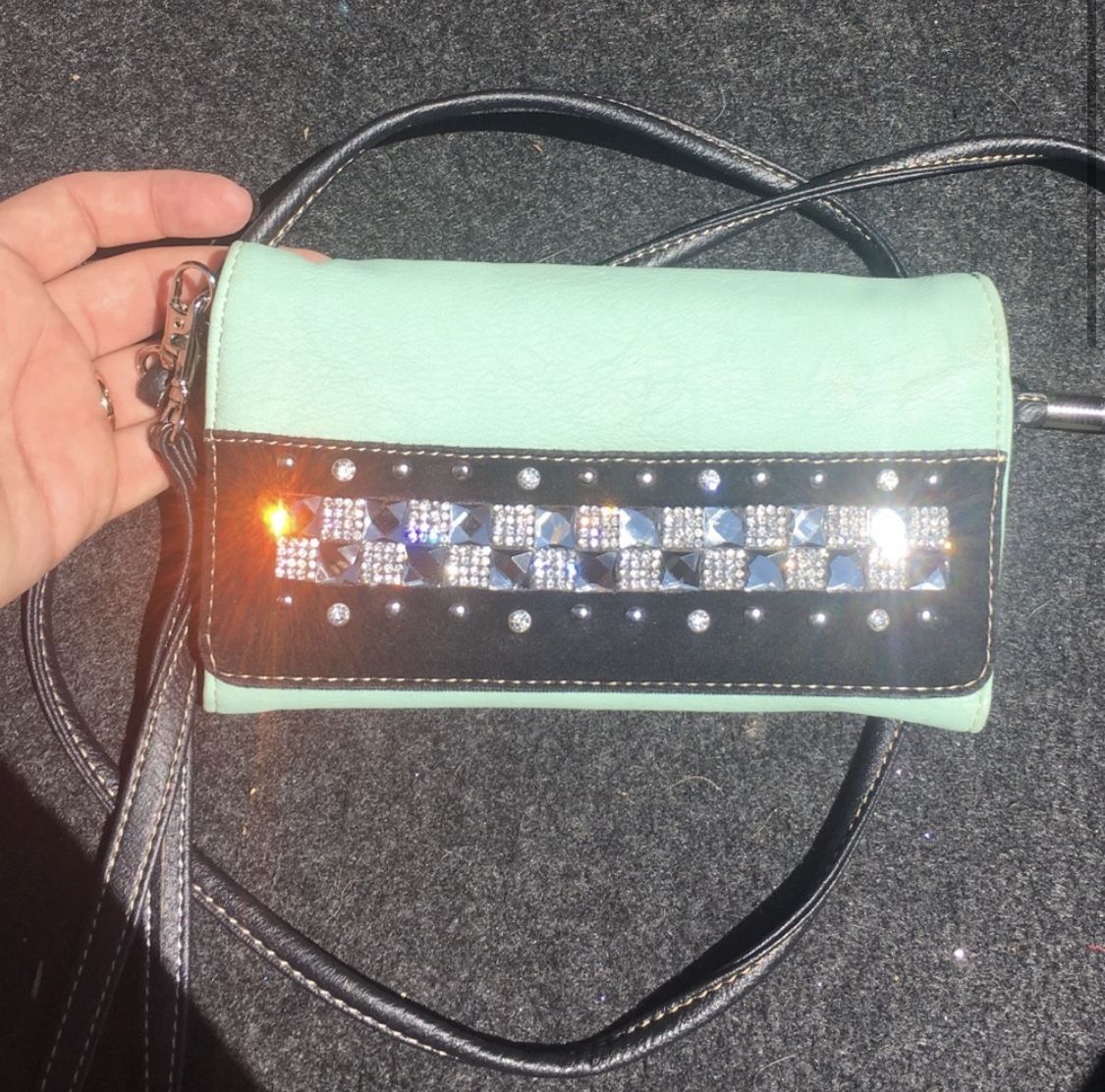 Sparkle turquoise crossbody purse