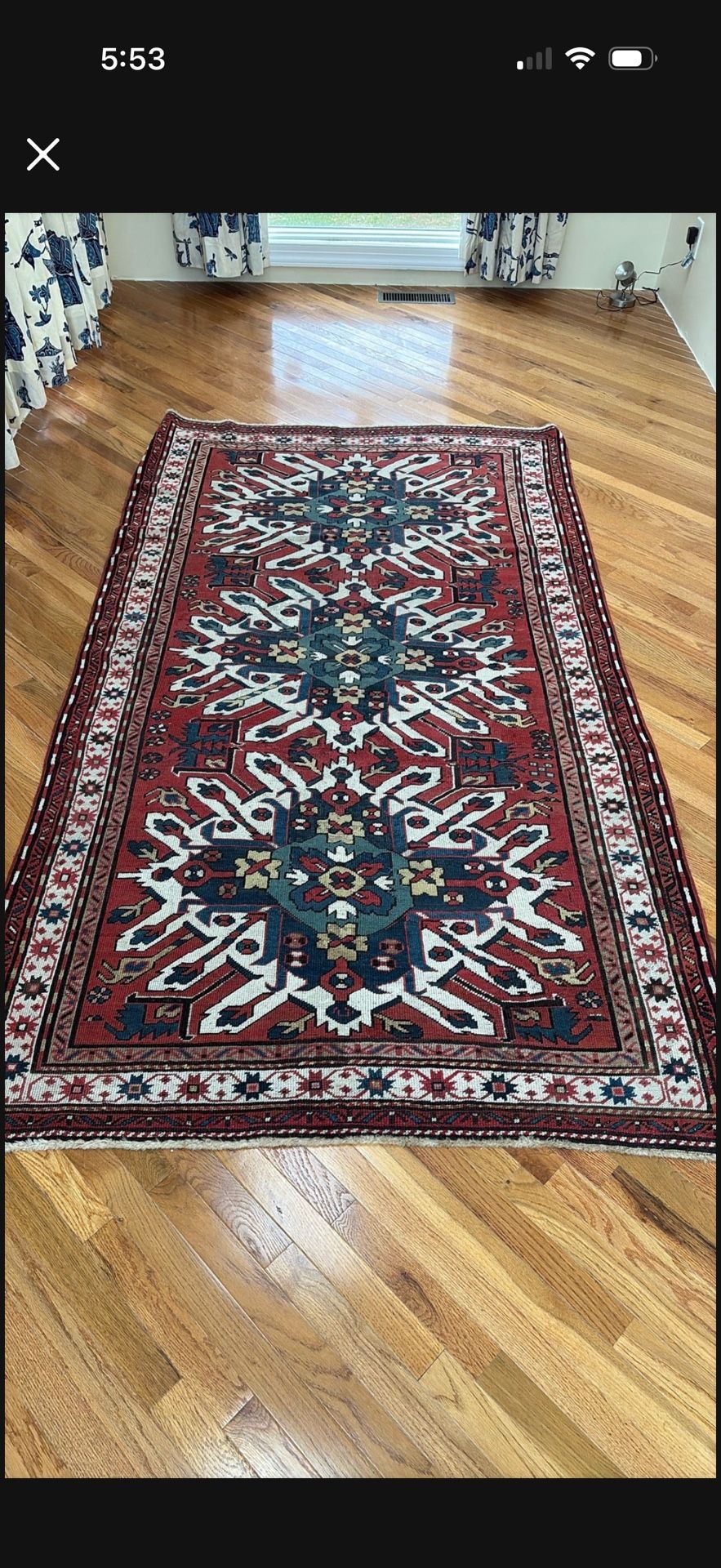 1870 Antique Caucasian Eagle Kazak Rug 5x9