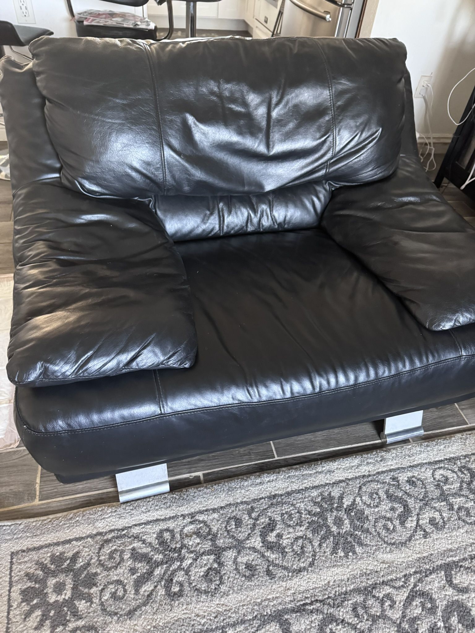 Black Italian Leather Sofa