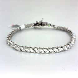 925 Sterling Silver 7” CZ Ovals Bracelet 10.50g 216207