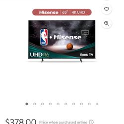 65" HISENSE ROKU TV WITH WALMOUNT