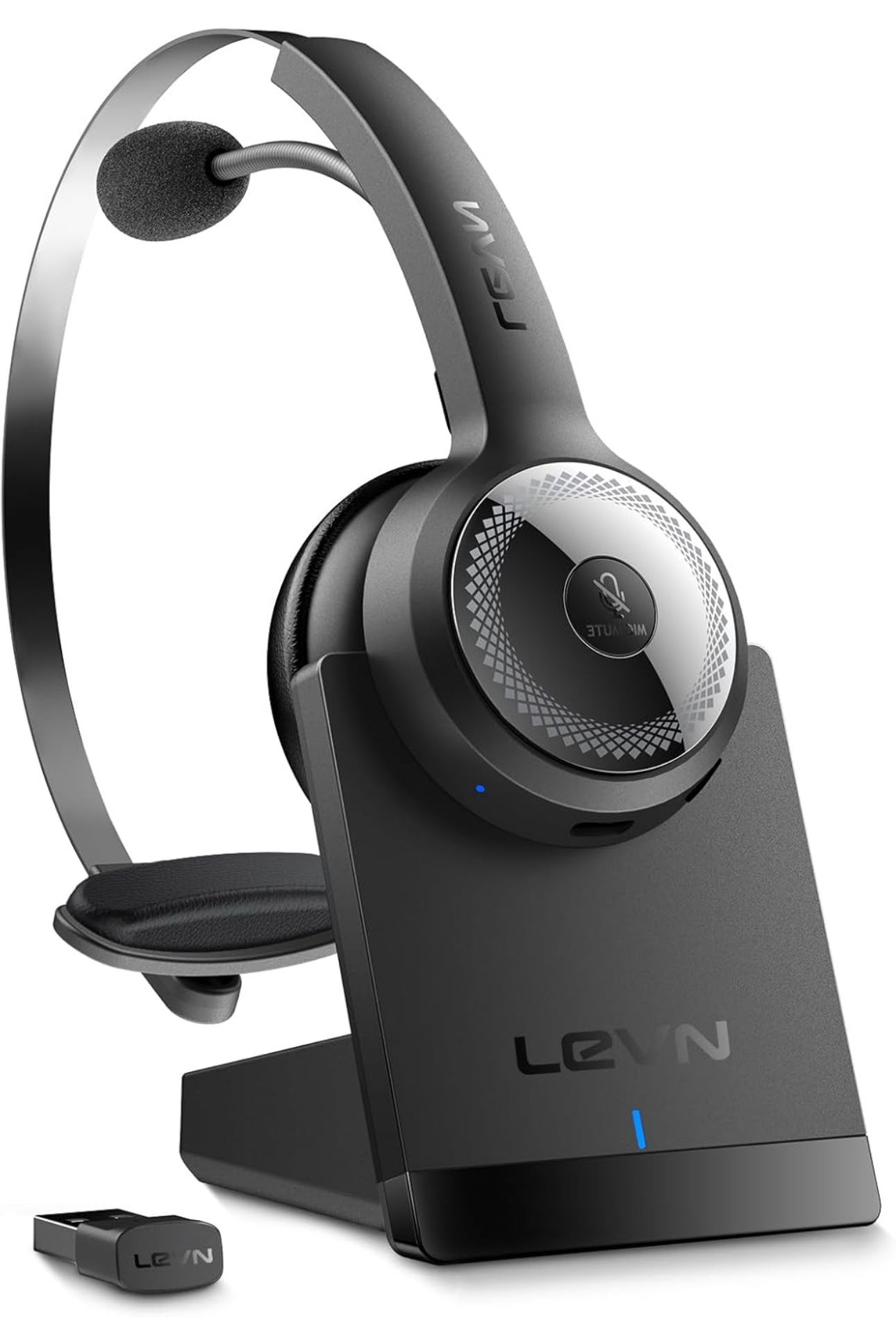 BRAND NEW Wireless Headphones with Mic (AI Noise Cancellation) & Charging Base, 45 Hours Talk Time