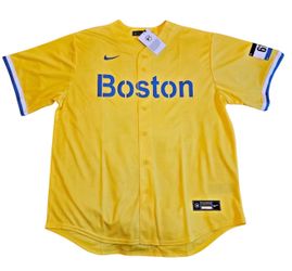NWOT Men’s Nike Boston Red Sox City Connect Jersey Yellow Small No Name Blank