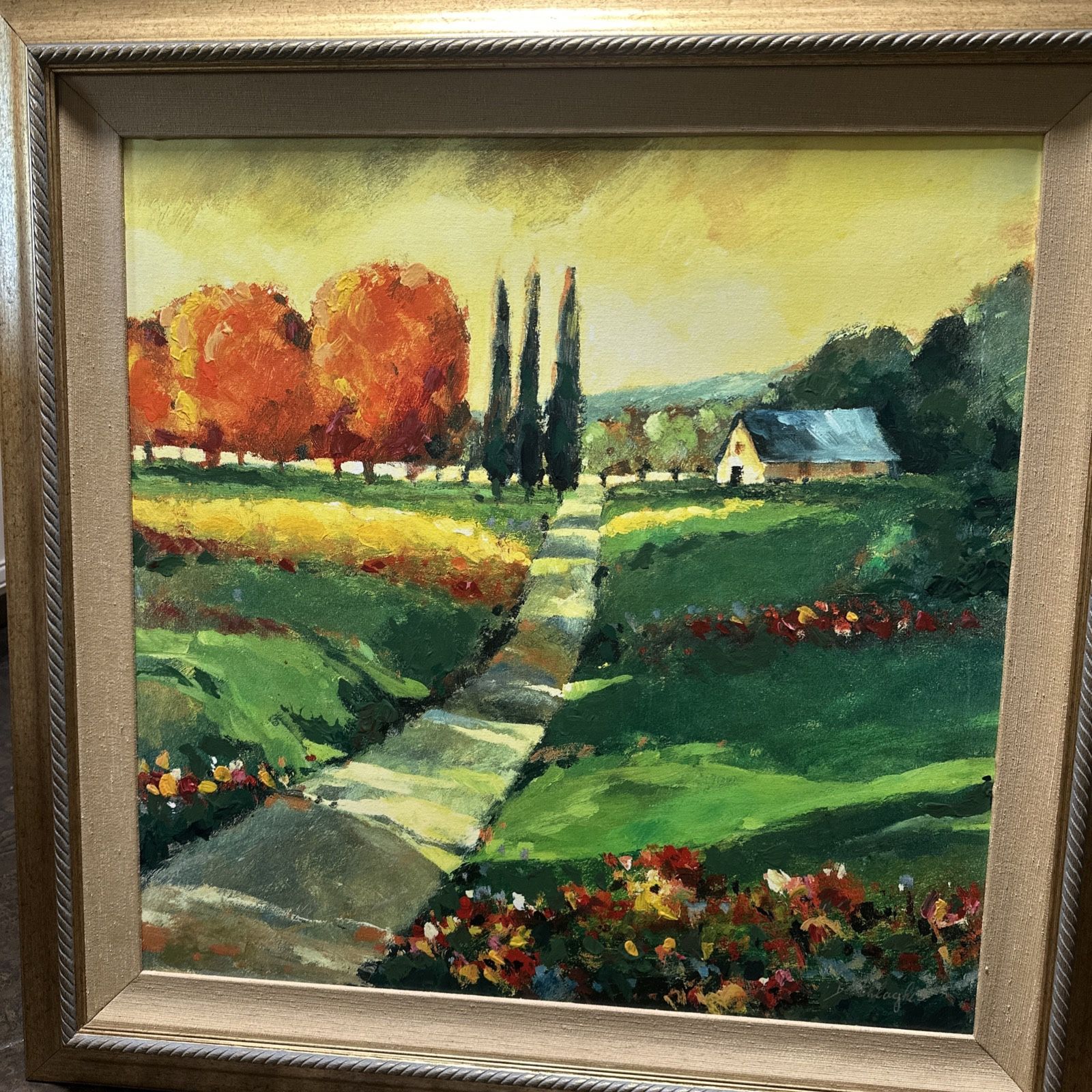 Mohammad Darehbaghi Original Landscape Oil Painting - 38.75” x 38.75” - Framed