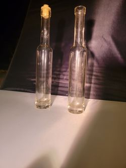 Vintage 1950s Clear Glass Bottles - Identical Matching Pair