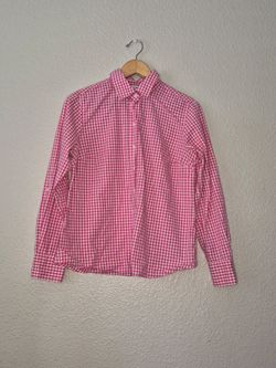 Dalia Collection Women's Pink/ White Button Up Checkered Top Size: M