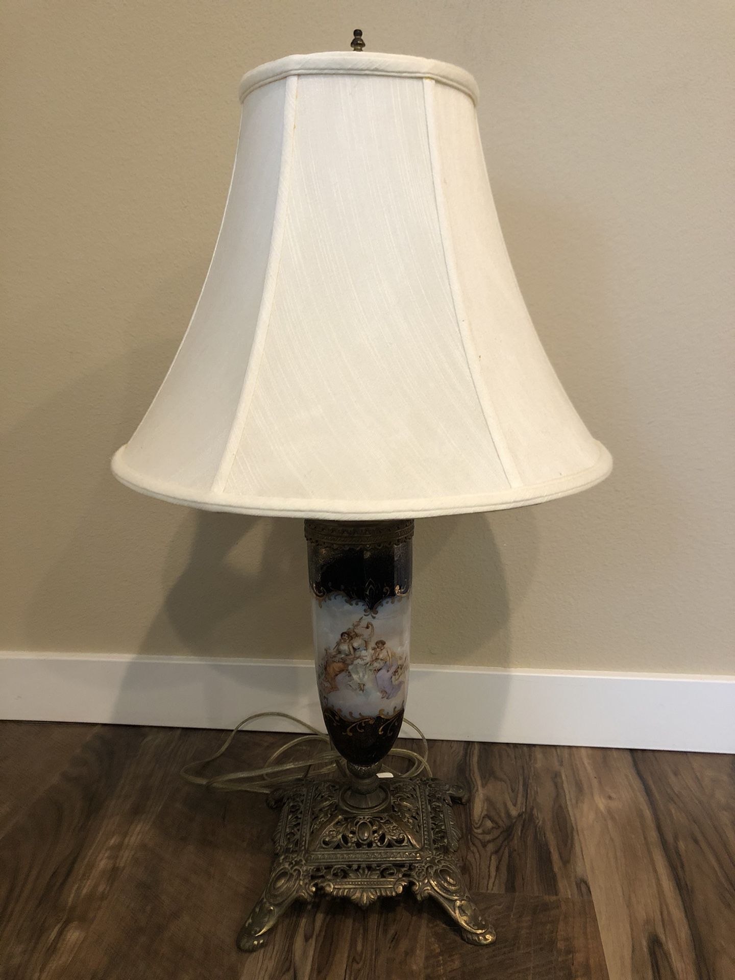 Antique Porcelain and Brass Lamp