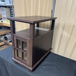 Brown End Table With Charging Station 