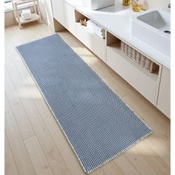Premium Waffle Bath Mat Blue & Cream 2'x6'