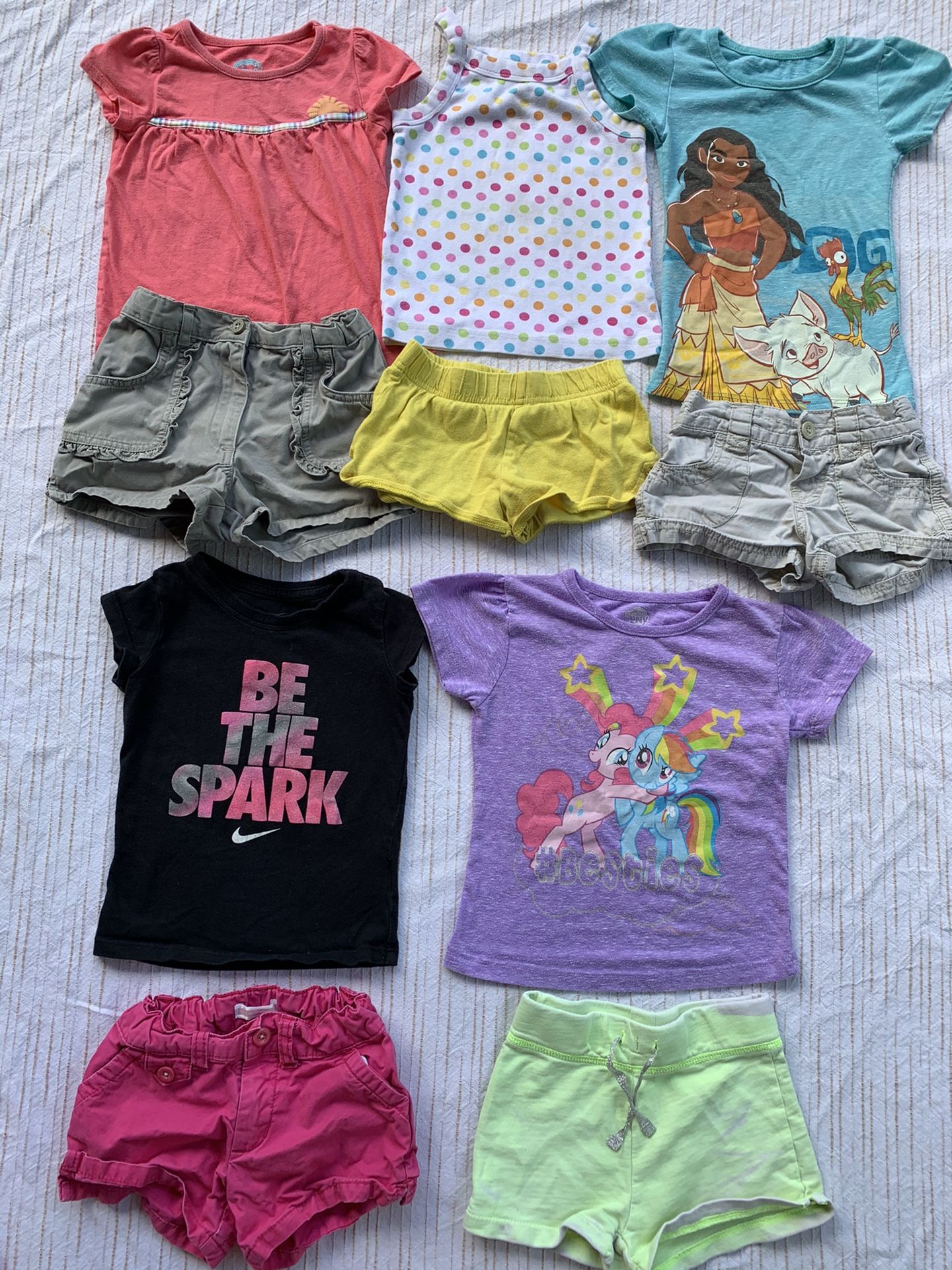 10 pc lot baby girls 2T summer shorts & shirts Nike My Little Pony Moana OldNavy