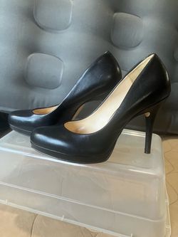 Black Leather Platform Stiletto Heels