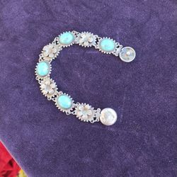 Vintage Silver Plated Bracelet With Turquoise 