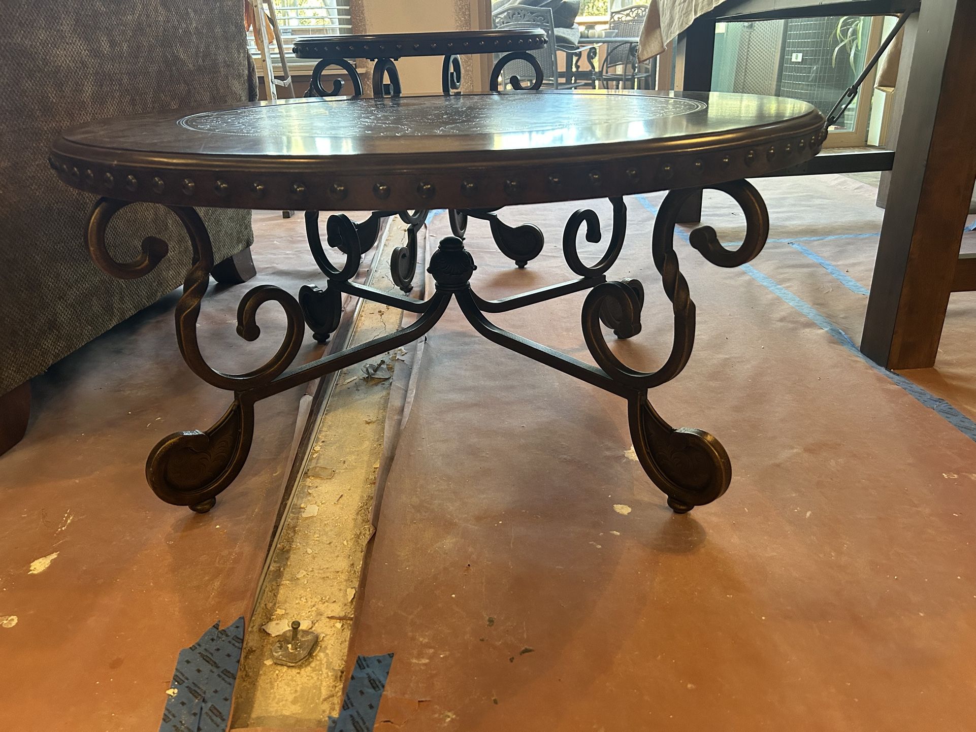 Round Coffee Table And Matching End Table