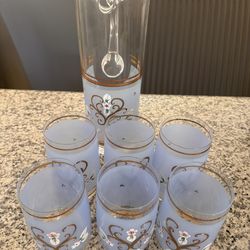 New Vintage Handcrafted Floral Glassware Set