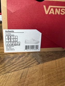 White vans size 7.5 in girls and 6.0 in boys