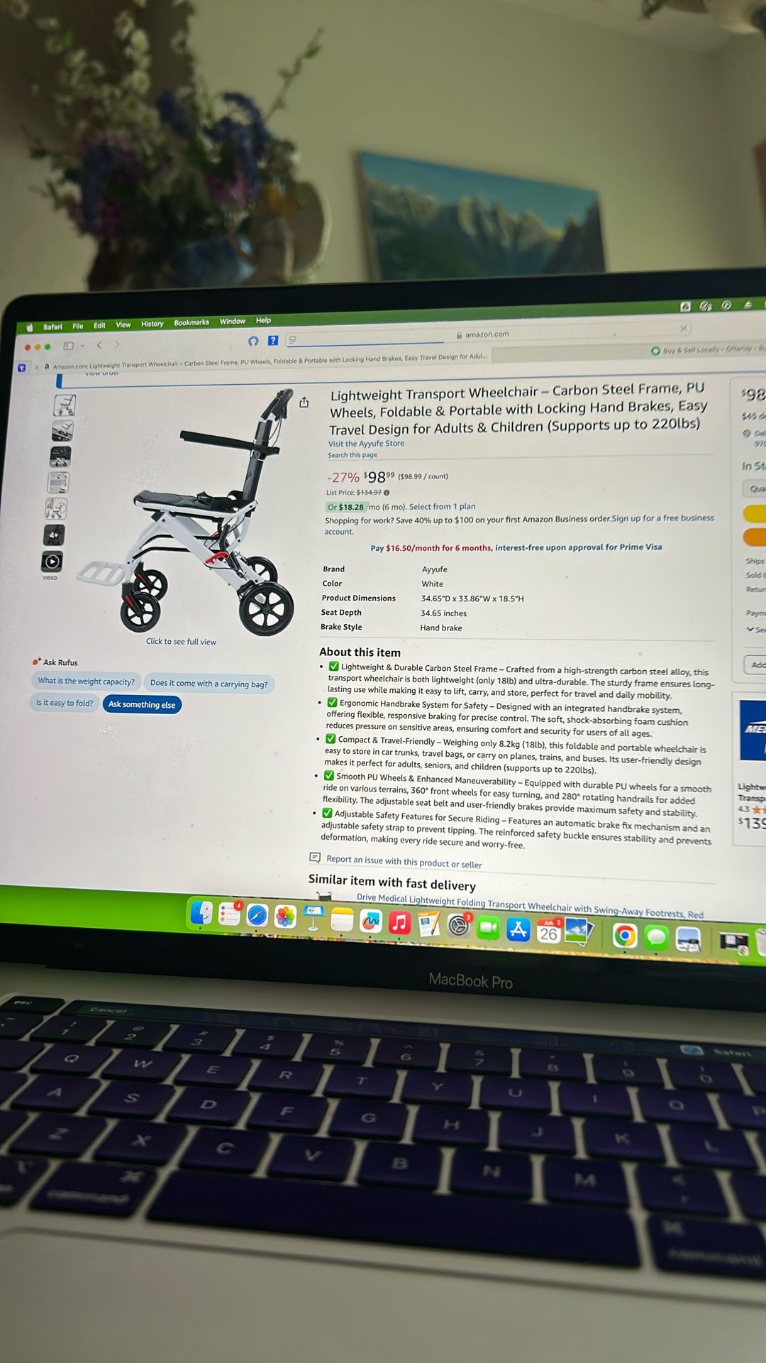 Lightweight transport wheelchair