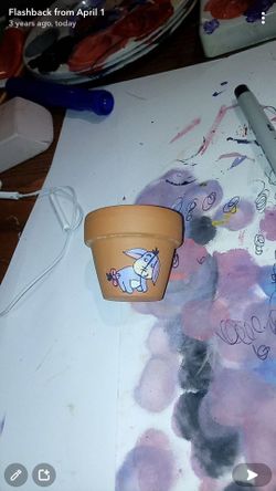 Hand painted Eeyore Mini Terra Cotta Pot