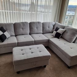 New Sectional with Storage Ottoman