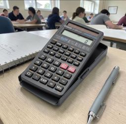 Casio fx-260 Solar Activation Fraction  Scientific Algebra Statistic Calculator in original box. This image features the retail packaging for a vintag