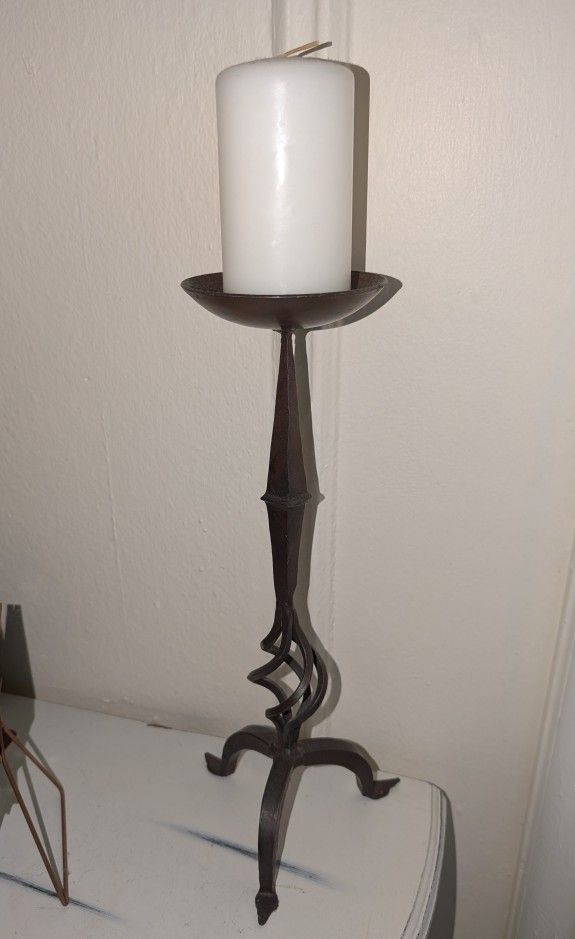 Wrought Iron Candle Holders Craftsman Mission Blacksmith Set Stands 30” & 13