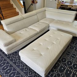 White Sectional Sofa & Ottoman