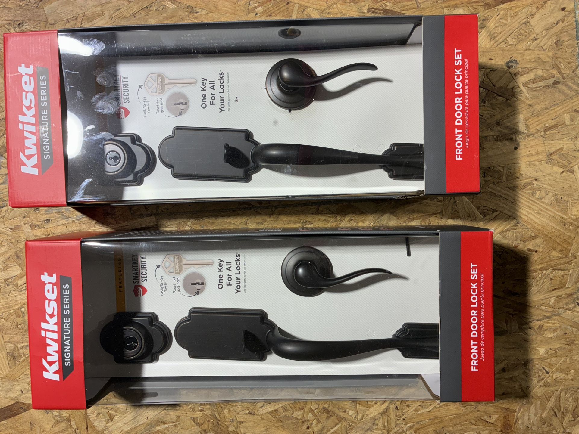 Two Brand New Matching Front Door Handle Kits with Deadbolt