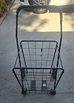 Large Folding Metal Shopping Cart – Black