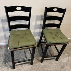 2 Bar Stools / Counter Chairs – Solid, Cushioned Seats