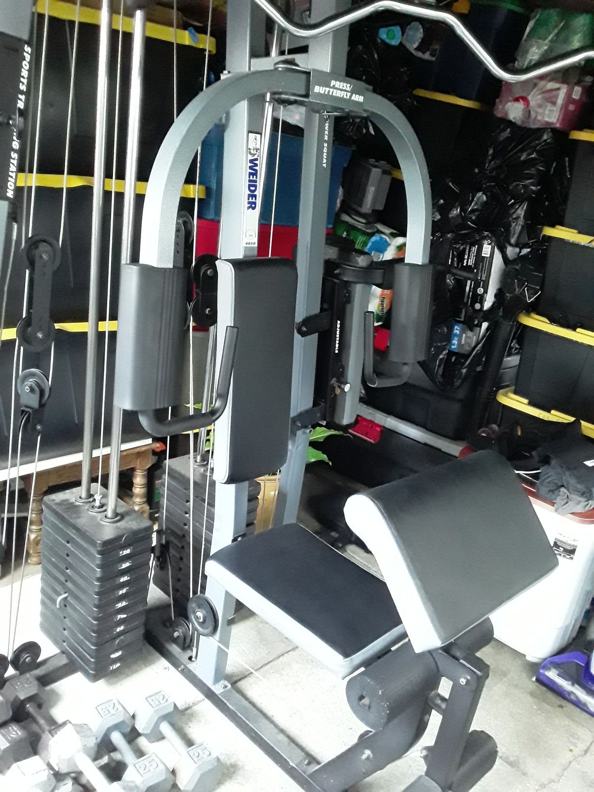 WEIDER PRO 4850 STANDIN POWER SQUAT PRESS BUTTERFLY ARM SPORTS TRAINING
