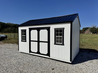 10x20 A-Frame Shed – White & Black, Side Double Doors