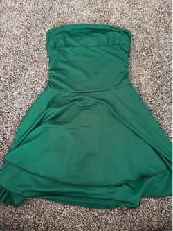 Green strapless mini dress