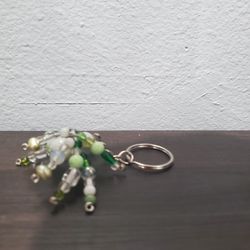 Green Beaded Spider Keychain