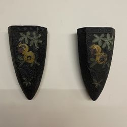 Japanese Pomegranate Motif Wall Pockets Pair - Many More Items In Stock!