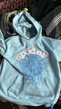 Large Sp5der Hoodie Light Blue