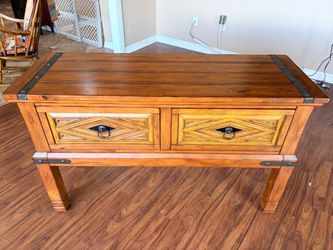 Rustic Wood Coffee Table with Two Drawers