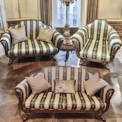 Italian Import Galimberti Lino 3p Rococo Sofa Couch Loveseat Armchair Set