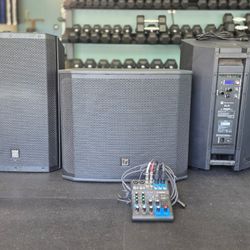 EV 15" Speakers (2) + 18" Subwoofer + Yamaha Mixer