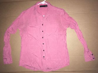 Ann Klein loose Small pink button longsleeve