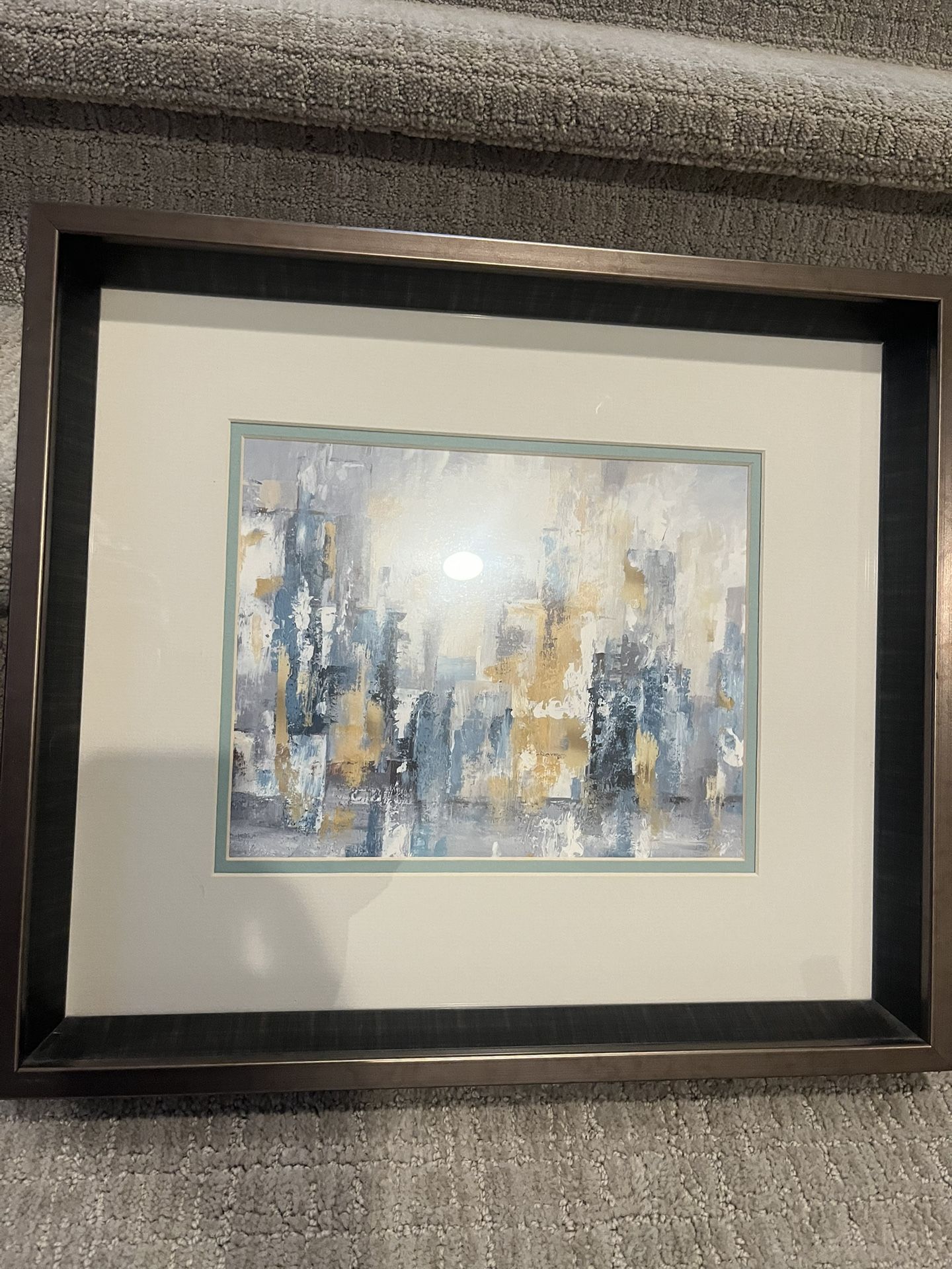 13x15 Blue Gold Abstract Picture