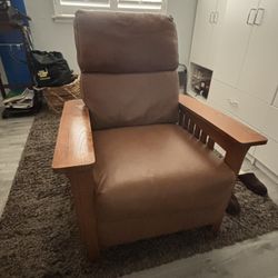 Leather Recliner w/ Solid Wood Arms – $75