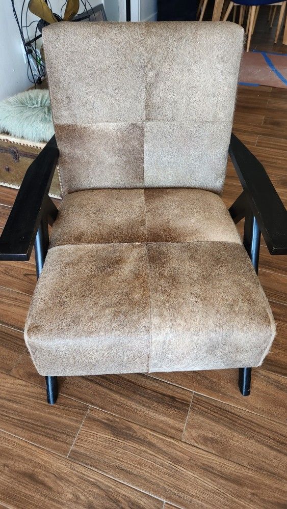 West Elm Cowhide Single Arm Chair Grey Gray 28ʺW × 32ʺD × 30ʺH