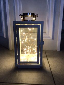 White metal Lantern Including Lights.