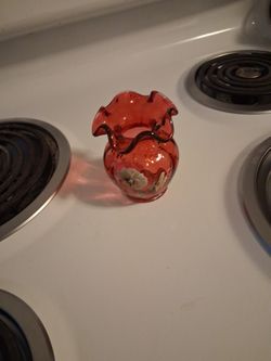 Fenton Pansy Cranberry Vase
