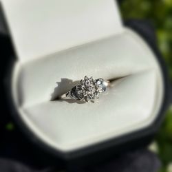 Jewelry 10k solid white gold natural diamond 0.10CTW ring sz 6.25