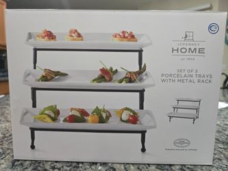 Porcelain Trays with Metal Rack