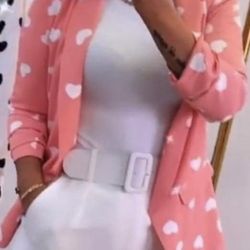 Peach Pink Heart Ovi Blazer Médium 