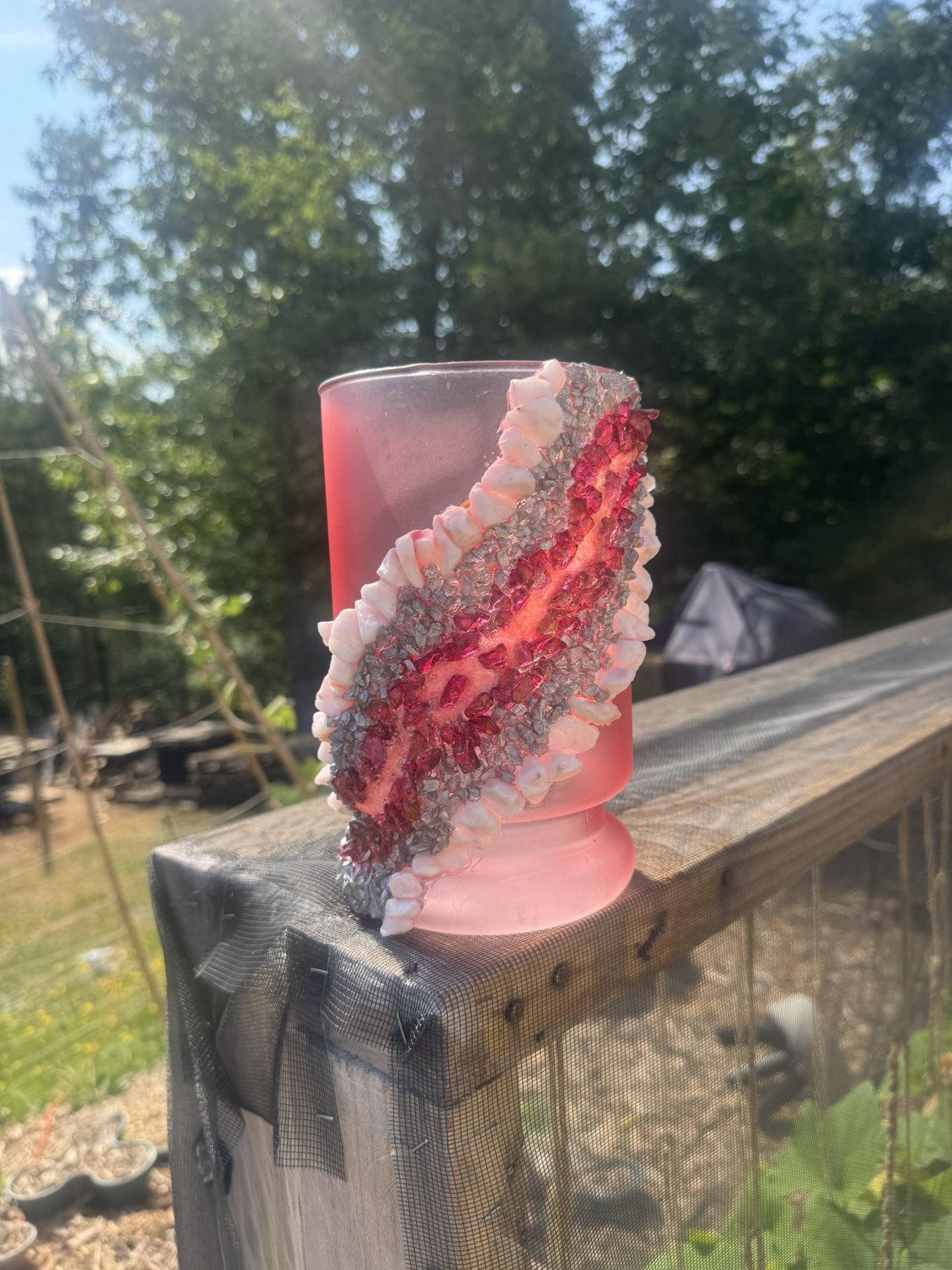 Pink And Silver Geode Vase