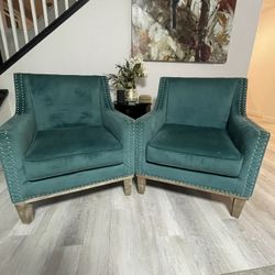 Velvet Teal Accent Chairs