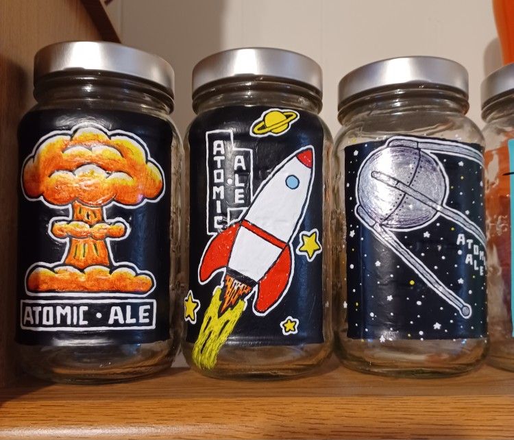 3 Hand Painted Decorative Jars